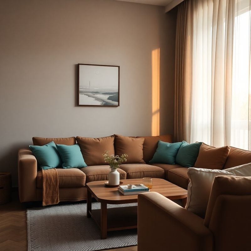 Living dintr-un apartament din Cluj-Napoca cu pereți gri-piatră și accente verde-mint